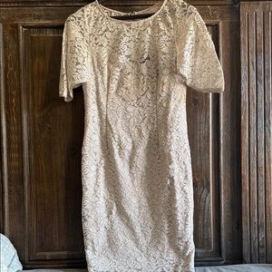 Adrianna Papell Lace Mini Dress in Cream